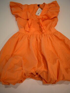 SHEIN X Orange Bubble Hem Mini Dress Large NWT Puff Sleeve Ruffle Party Dress